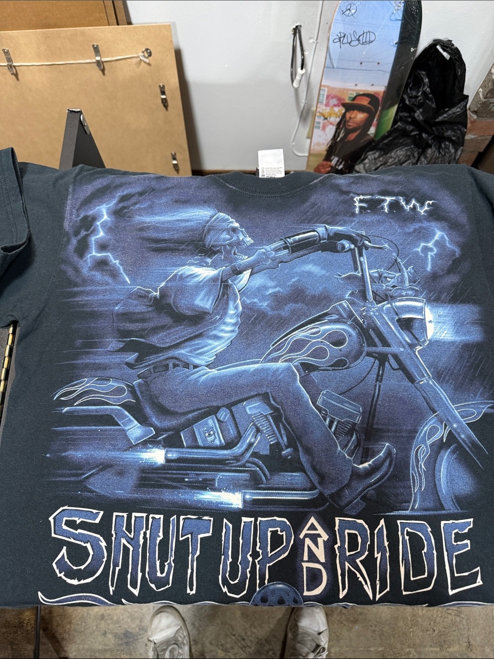 Liquid Blue Black & Blue "Shut Up and Ride" Motorcycle Graphic Tee